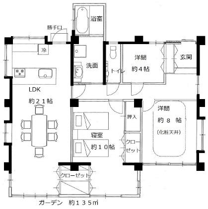阪急電鉄神戸線 御影駅(阪急) 徒歩11分 2階建 築60年(3LDK)の間取り写真