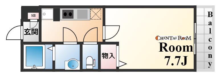 旗塚レジデンス(1K/3階)の間取り写真