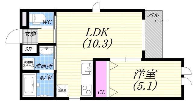 PLAISIR西宮北口(1LDK/1階)の間取り写真