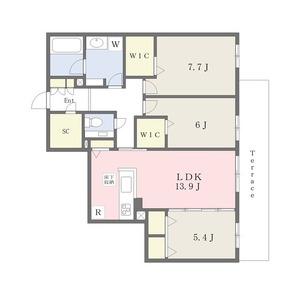 シャーメゾングレイス芦屋(3LDK/1階)の間取り写真