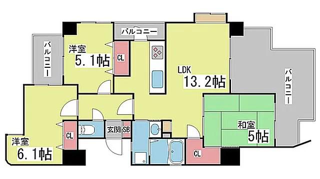 ワコーレパークグリーン王子公園(2LDK/9階)の間取り写真