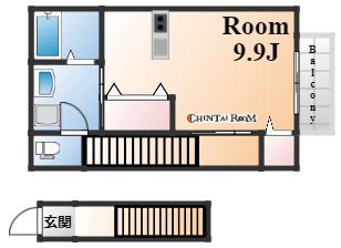 ウィズ諏訪山(1K/2階)の間取り写真