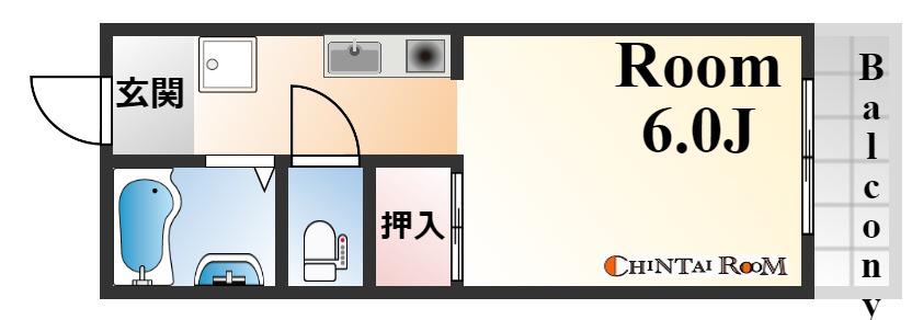 フローラ六甲(1K/1階)の間取り写真