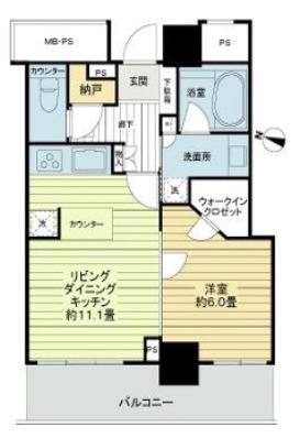 ライオンズタワー神戸元町(1LDK/7階)の間取り写真