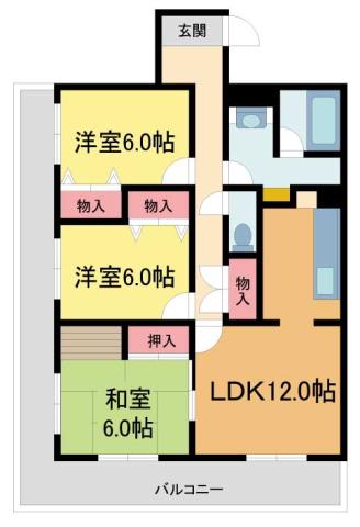 グレース甲陽園(3LDK/1階)の間取り写真