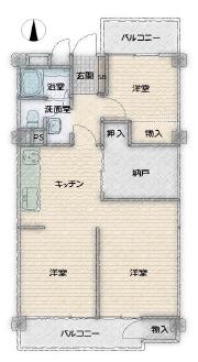 六甲台ハウス(3DK/5階)の間取り写真
