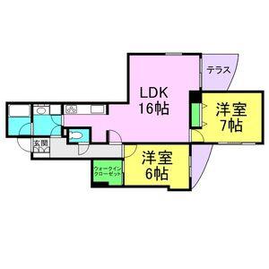 ミルプラトー甲子園(2LDK/1階)の間取り写真