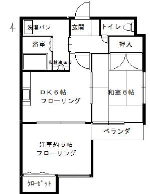 金栄ビル東館(2DK/5階)の間取り写真