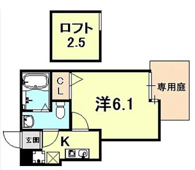 ダイドーメゾン神戸六甲(1K/1階)の間取り写真
