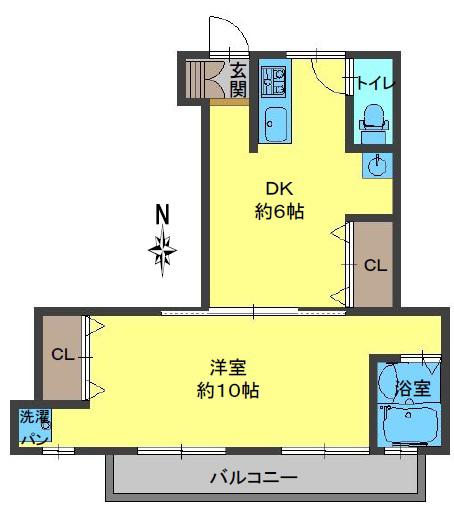 花の木・魚崎浜(1LDK/2階)の間取り写真