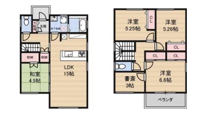 ヒューゲル夙川(4LDK/1階)の間取り写真