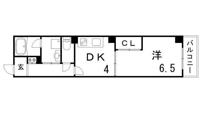 古湊第2リーフビル(1DK/5階)の間取り写真