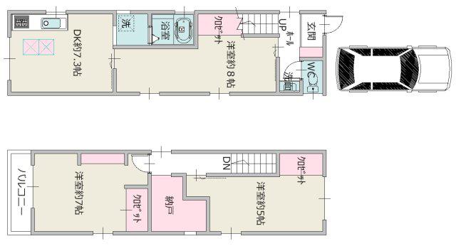 阪神電鉄本線 芦屋駅(阪神) 徒歩9分 2階建 築21年(3SDK)の間取り写真