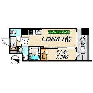 SDグランツ三宮イーストフロント(1LDK/10階)の間取り写真
