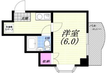 シャルマンフジ灘弐番館(1K/5階)の間取り写真