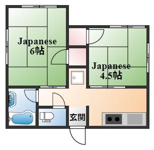 一王山マンション(2DK/3階)の間取り写真