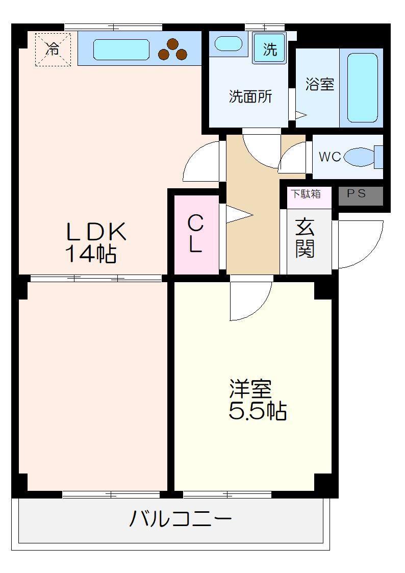 ハーモニーコート東町(1LDK/1階)の間取り写真