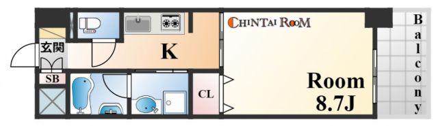 エルセレーノ石屋川(1K/3階)の間取り写真
