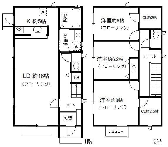 阪急電鉄神戸線 芦屋川駅 徒歩5分 2階建 築14年(3LDK)の間取り写真