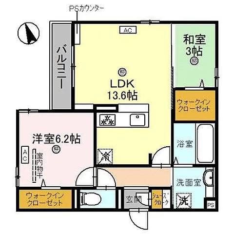 トリシア上甲子園(2LDK/3階)の間取り写真