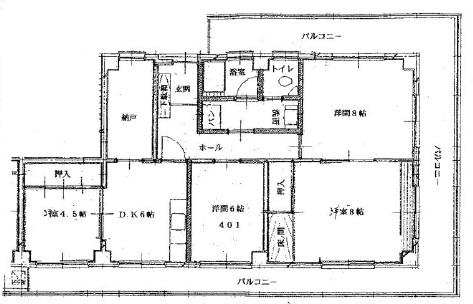 桑畑高徳マンション(4DK/4階)の間取り写真