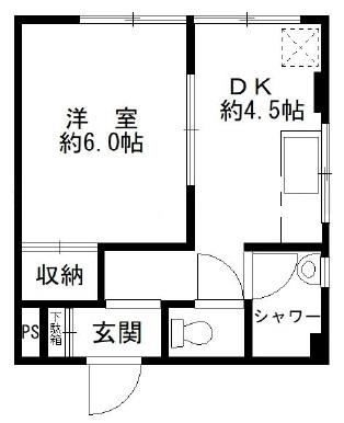 住田ビル(1DK/5階)の間取り写真