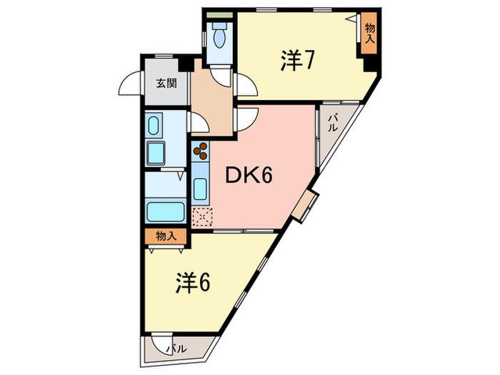 シャトルK(2DK/3階)の間取り写真