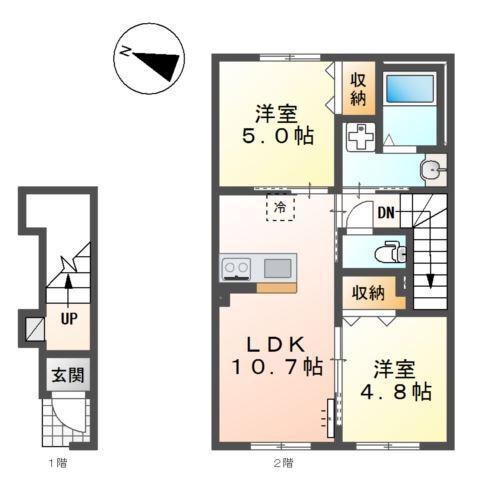 リュクス摩耶(2LDK/2階)の間取り写真