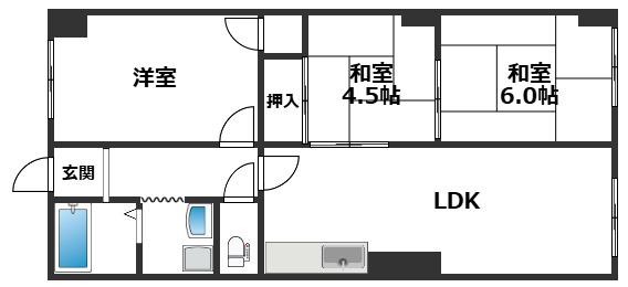 ハウゼ・ケイ魚崎(3LDK/4階)の間取り写真