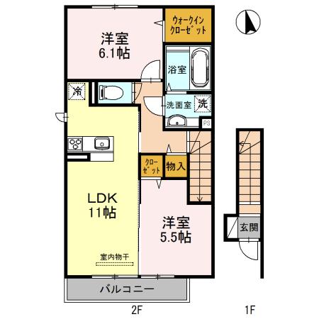 チェリーハウス2(2LDK/2階)の間取り写真
