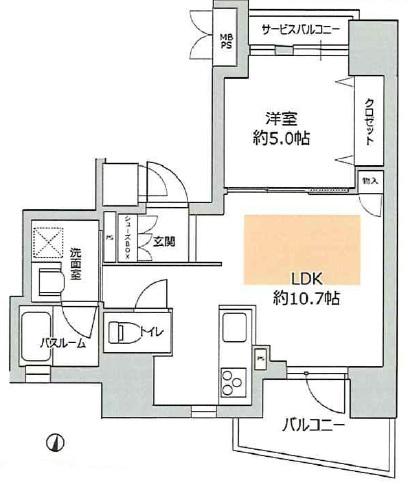 ワコーレ新神戸マスターズレジデンス(1LDK/6階)の間取り写真