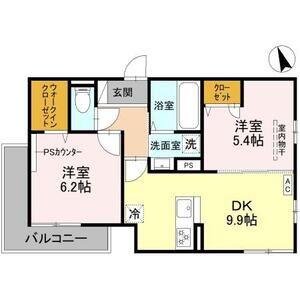 上甲子園廣和レジデンス(2LDK/2階)の間取り写真