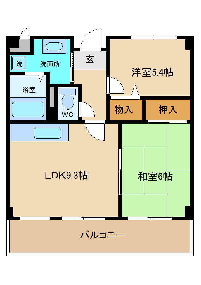 サンフォレスト岡(2LDK/4階)の間取り写真