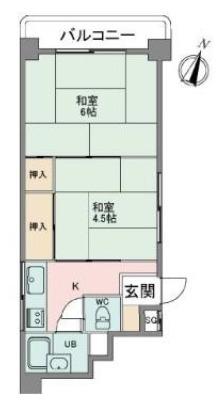 甲南灘コーポラス(2DK/3階)の間取り写真