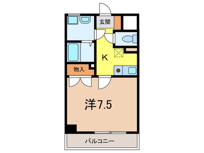 パレ甲南山手(1K/4階)の間取り写真