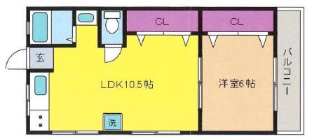 中田ハイツ(1LDK/2階)の間取り写真