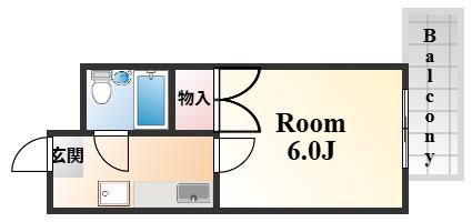 ルパレ・旗塚(1K/3階)の間取り写真