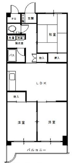 第5マンション芦苑(3LDK/5階)の間取り写真