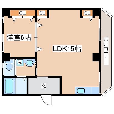サンビレッジ中山手(1LDK/3階)の間取り写真