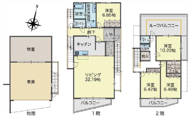 阪急電鉄神戸線 六甲駅 徒歩7分 2階建 築10年(4SLDK)の間取り写真