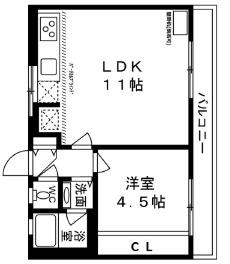 住吉ハイツⅠ(1LDK/2階)の間取り写真