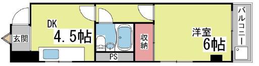フレンドマンション(1DK/4階)の間取り写真
