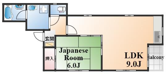 ロジェール東灘(1LDK/2階)の間取り写真