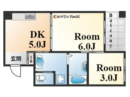 グランペール六甲(2DK/2階)の間取り写真