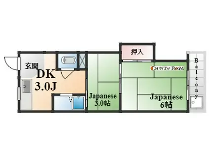 国香マンション(2K/3階)の間取り写真