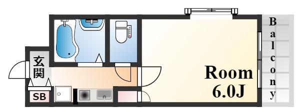 シャルマンフジ御影参番館(1K/3階)の間取り写真