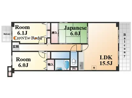 フォリア岡本(3LDK/2階)の間取り写真