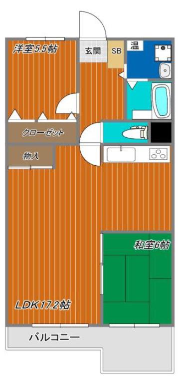 マイコーポ神戸(2LDK/6階)の間取り写真