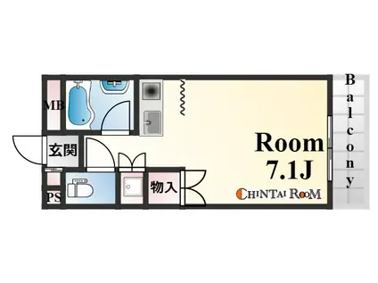 西灘駅前ハイツ(1K/4階)の間取り写真