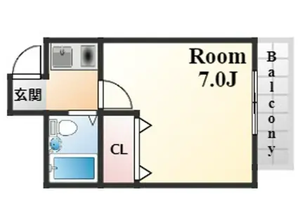 リーグレック元町(1K/4階)の間取り写真